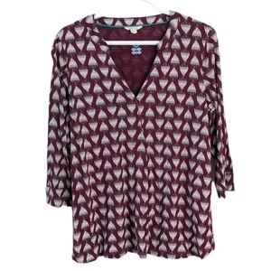 White stuff floral print blouse top burgundy red shirt size 12 @u